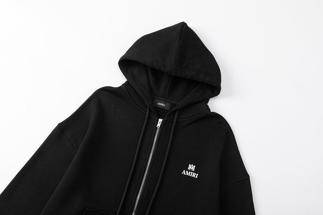 AMIRI logo detail zip up hoodie