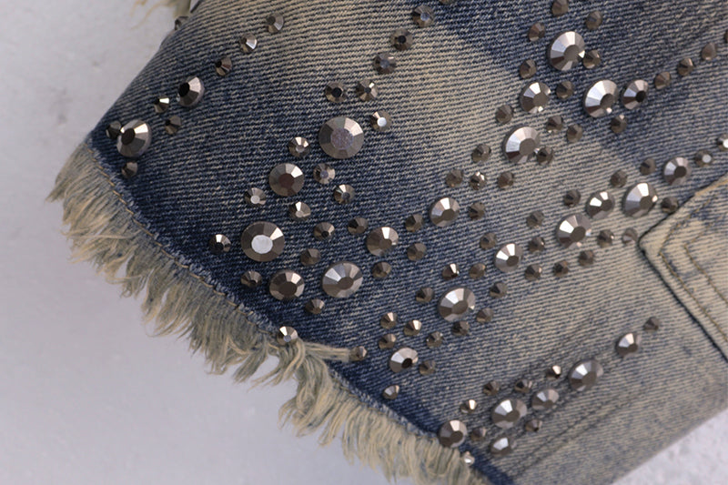 Hellstar Diamond Embellished Denim Shorts
