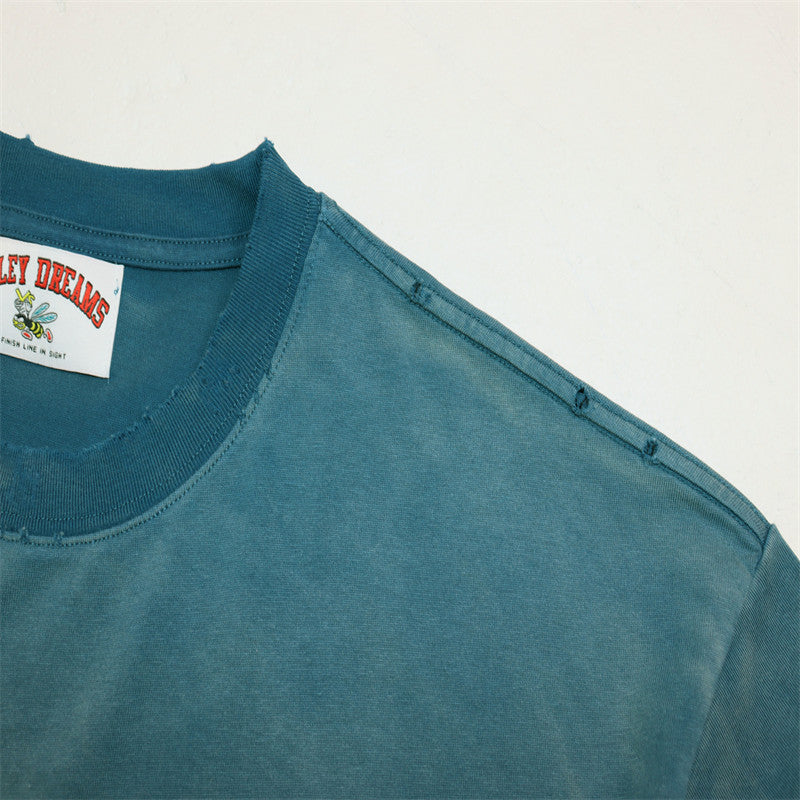 Letter Print Distressed T-shirt