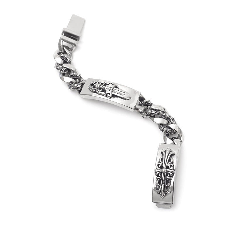 DOUBLE ID FANCY LINK BRACELET 8 CH-Chrome Hearts