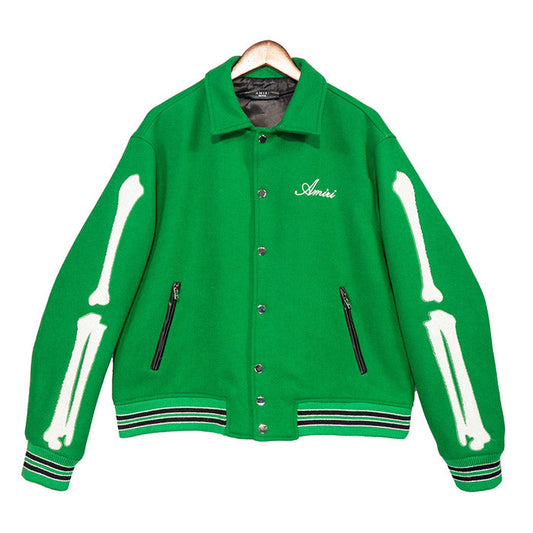 AMIRI thickened loose bomber baseball jacket Green AMIRI