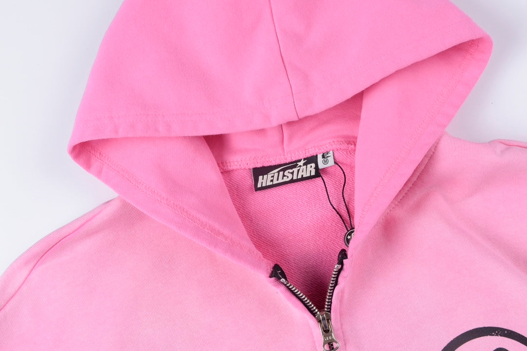 Hellstar HS Logo Zip Up Hoodie Pink