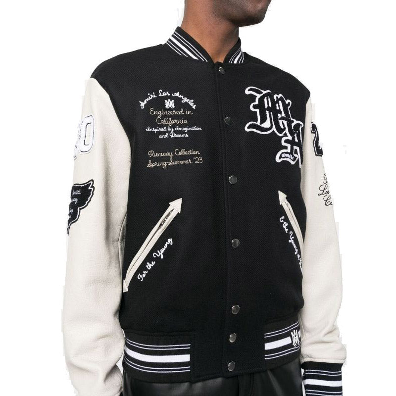 AMIRI logo patch varsity bomber jacket Black AMIRI