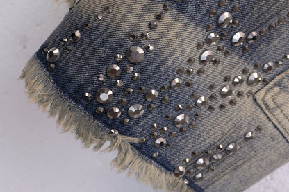 Hellstar Diamond Embellished Denim Shorts