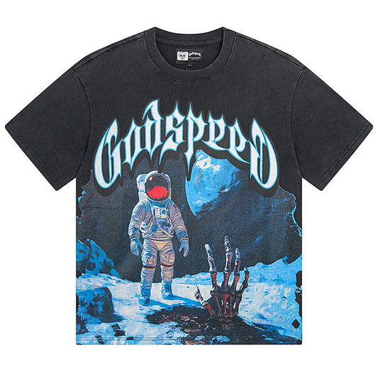 GODSPEED Astronaut Meets Skeleton Hand T-shirt Godspeed