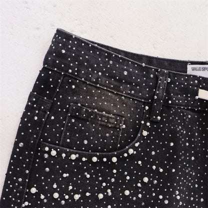 VALLEY Rhinestone Denim Shorts #8703