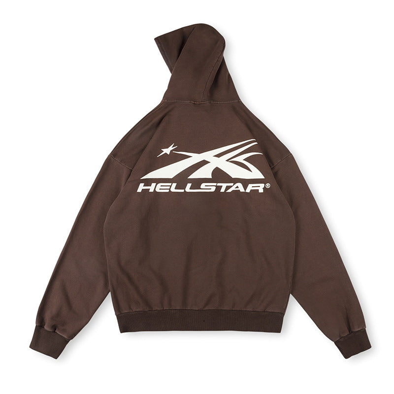 Hellstar HS Logo Zip Up Hoodie Grey